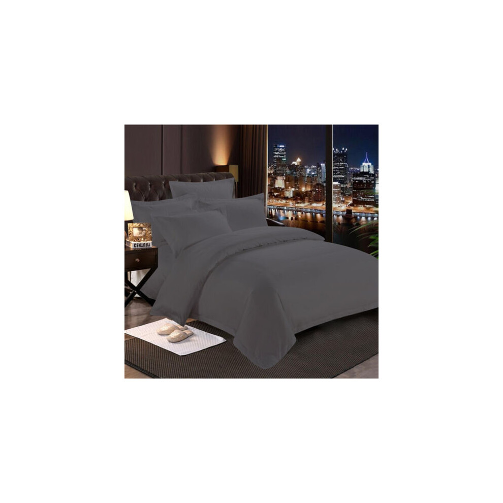 (Charcoal, Super King) Plain Duvet Cover Single Double King Bed Set Quilt