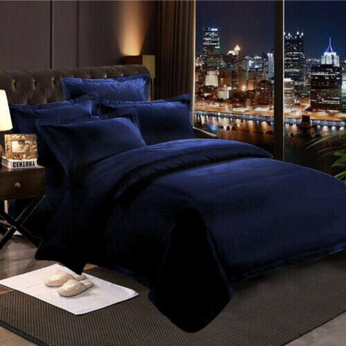 Imperial Rooms (Navy Blue, King) Plain Duvet Cover Single Double King Bed Set Quilt