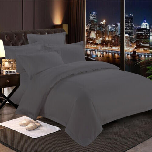 Imperial Rooms (Charcoal, King) Plain Duvet Cover Single Double King Bed Set Quilt 1