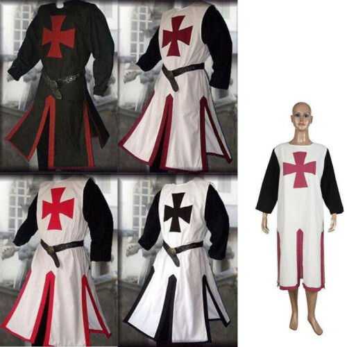 Medieval Knight Templar Crusader Surcoat Long Sleeve Outfit Costume ...