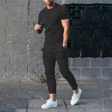 (Black, XL) Mens Tracksuits 2 Piece Outfit Sweat Suit Casual