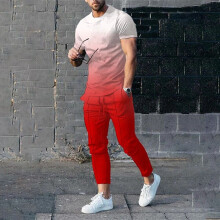 (Red, L) Mens Tracksuits 2 Piece Outfit Sweat Suit Casual