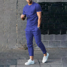 (Blue, XL) Mens Tracksuits 2 Piece Outfit Sweat Suit Casual