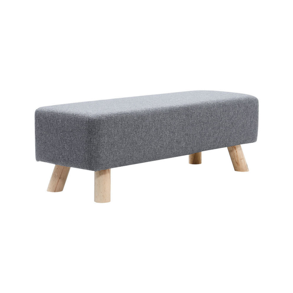 (Light Grey) Fabric Cushioned Hallway Rest Stool Footstool Ottoman Padded Pouffe Chair Seat