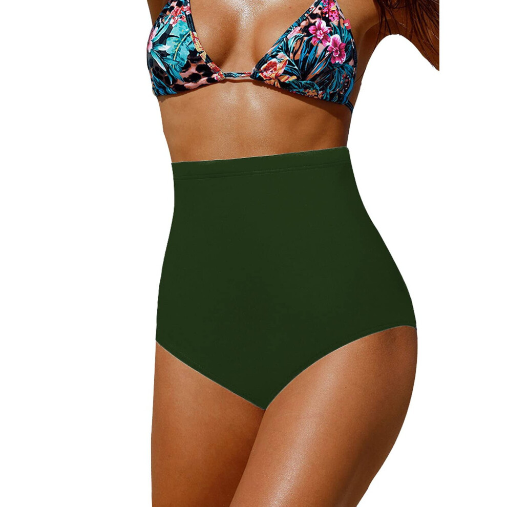 2XL, Green) High Waisted Bikini Bottom for Women Tummy Control