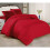 (Red, Double: 200 x 200 cm.) Plain Duvet Quilt Cover Bedding Set Microfiber Plain Pillowcases Pair 1
