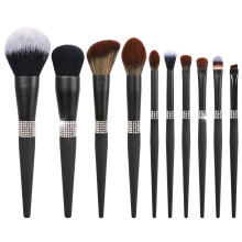 10PCS Black Matte Handle Eyebrow Brush