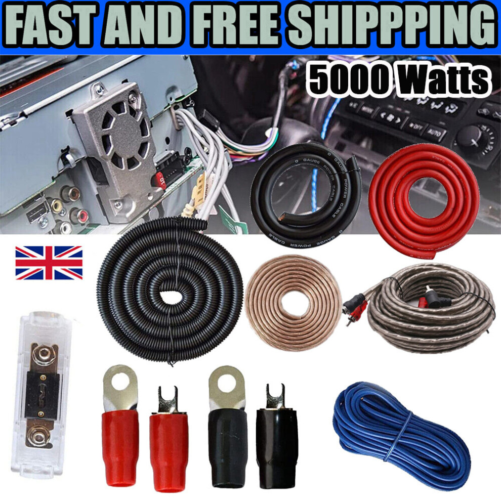 5000W Amp Audio Amplifier Install Wiring Kit Rca Speaker Cables Wire 091325002817