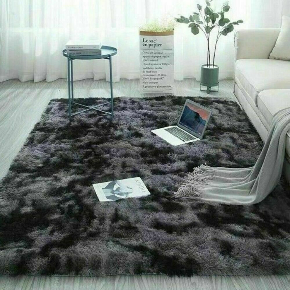 (Dark Grey, 200x290cm) Fluffy Rugs Anti-Slip Large SHAGGY RUG Super Soft Mat Living Room Bedroom Carpet