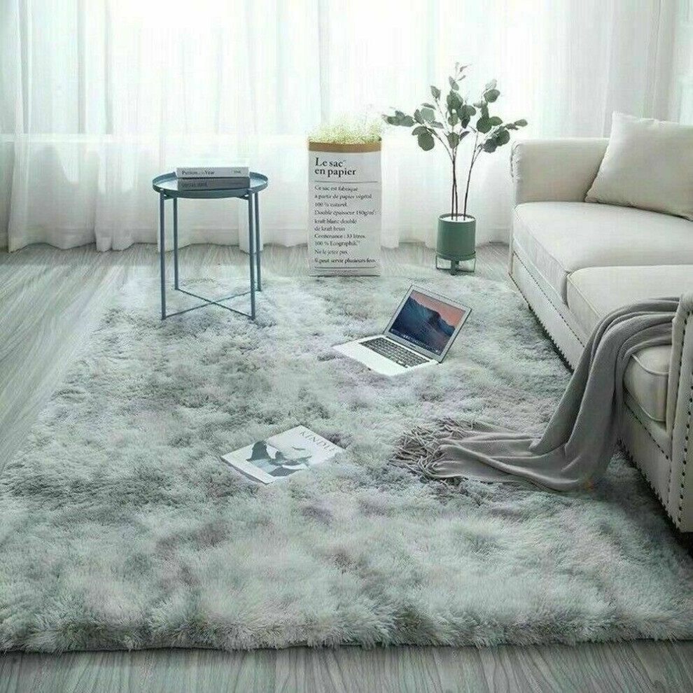 (Silver Grey, 60x110cm) Fluffy Rugs Anti-Slip Large SHAGGY RUG Super Soft Mat Living Room Bedroom Carpet