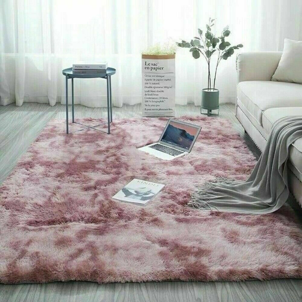 (Pink, 160x230cm) Fluffy Rugs Anti-Slip Large SHAGGY RUG Super Soft Mat Living Room Bedroom Carpet