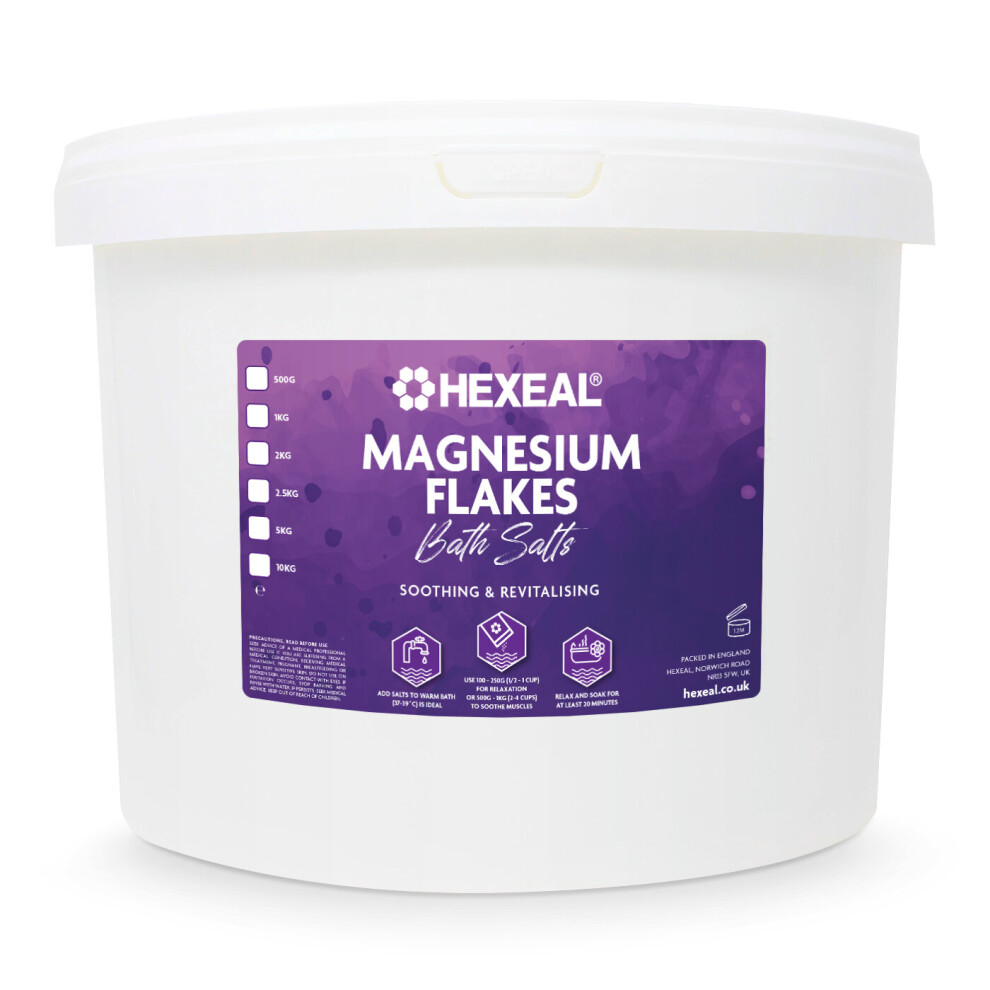 Hexeal Magnesium Flakes | 8Kg Bucket | 100% Pure | Magnesium Chloride