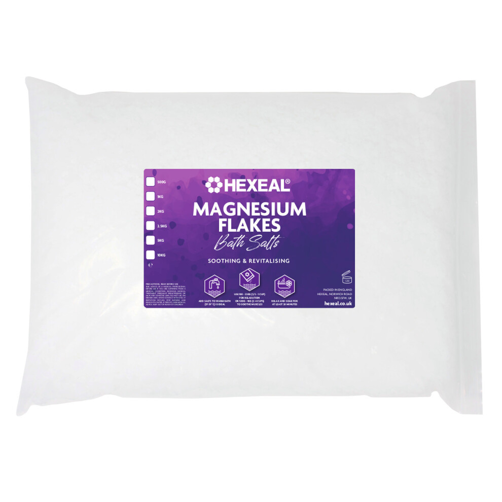 Hexeal Magnesium Flakes | 5Kg Bag | 100% Pure | Magnesium Chloride