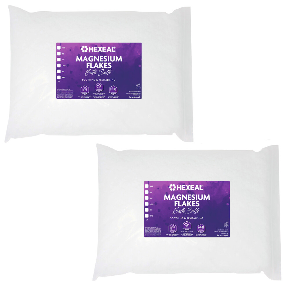 Hexeal Magnesium Flakes | 10Kg Bag | 100% Pure | Magnesium Chloride