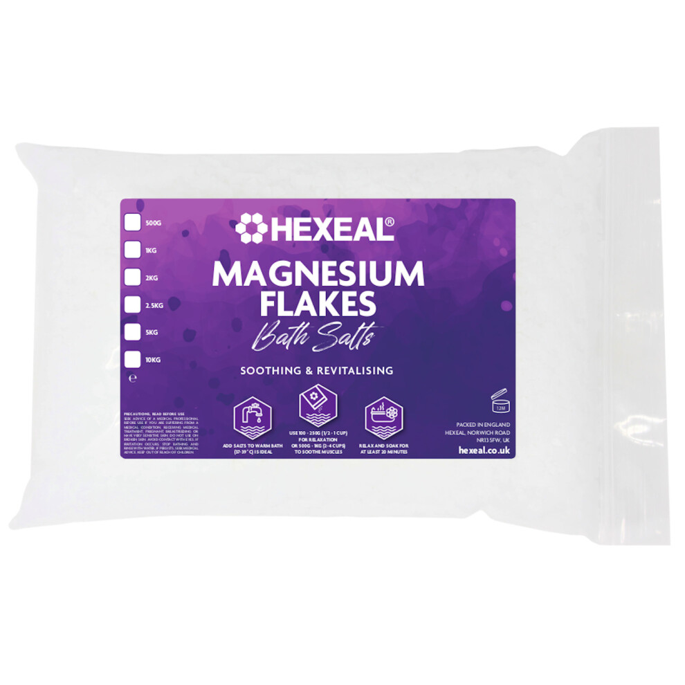 Hexeal Magnesium Flakes | 2Kg Bag | 100% Pure | Magnesium Chloride