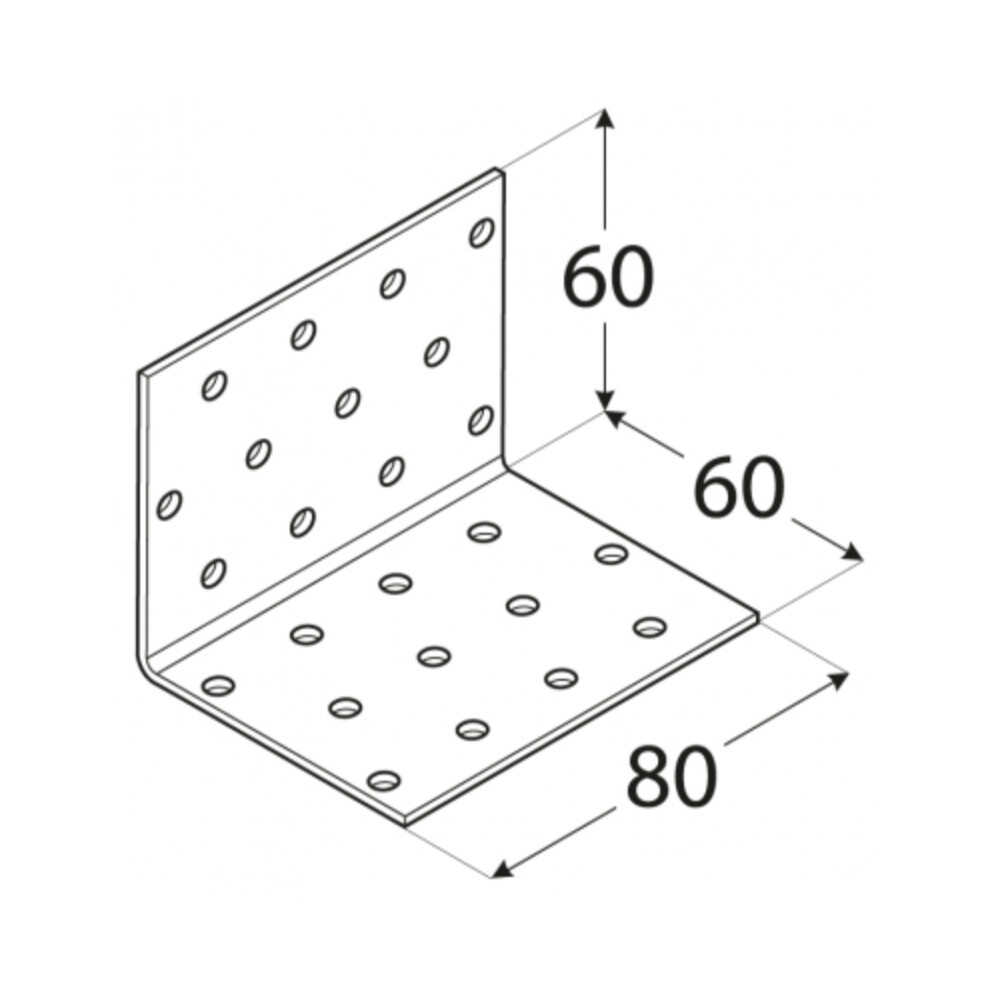 (10, 60 x 60 Width: 80 mm) Angle Bracket Heavy Duty Galvanised Corner Brace 90 Degree Right Joist Timber Mending Plates T2mm