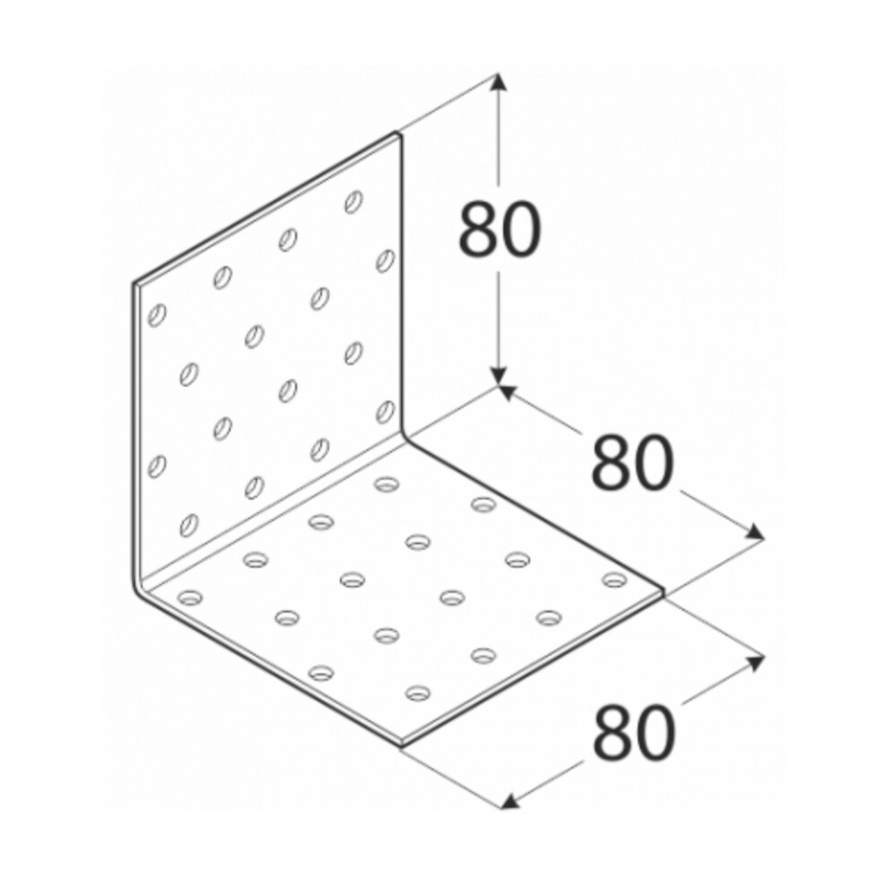 (10, 80 x 80 Width: 80 mm) Angle Bracket Heavy Duty Galvanised Corner Brace 90 Degree Right Joist Timber Mending Plates T2mm