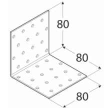 (4, 80 x 80 Width: 80 mm) Angle Bracket Heavy Duty Galvanised Corner Brace 90 Degree Right Joist Timber Mending Plates T2mm