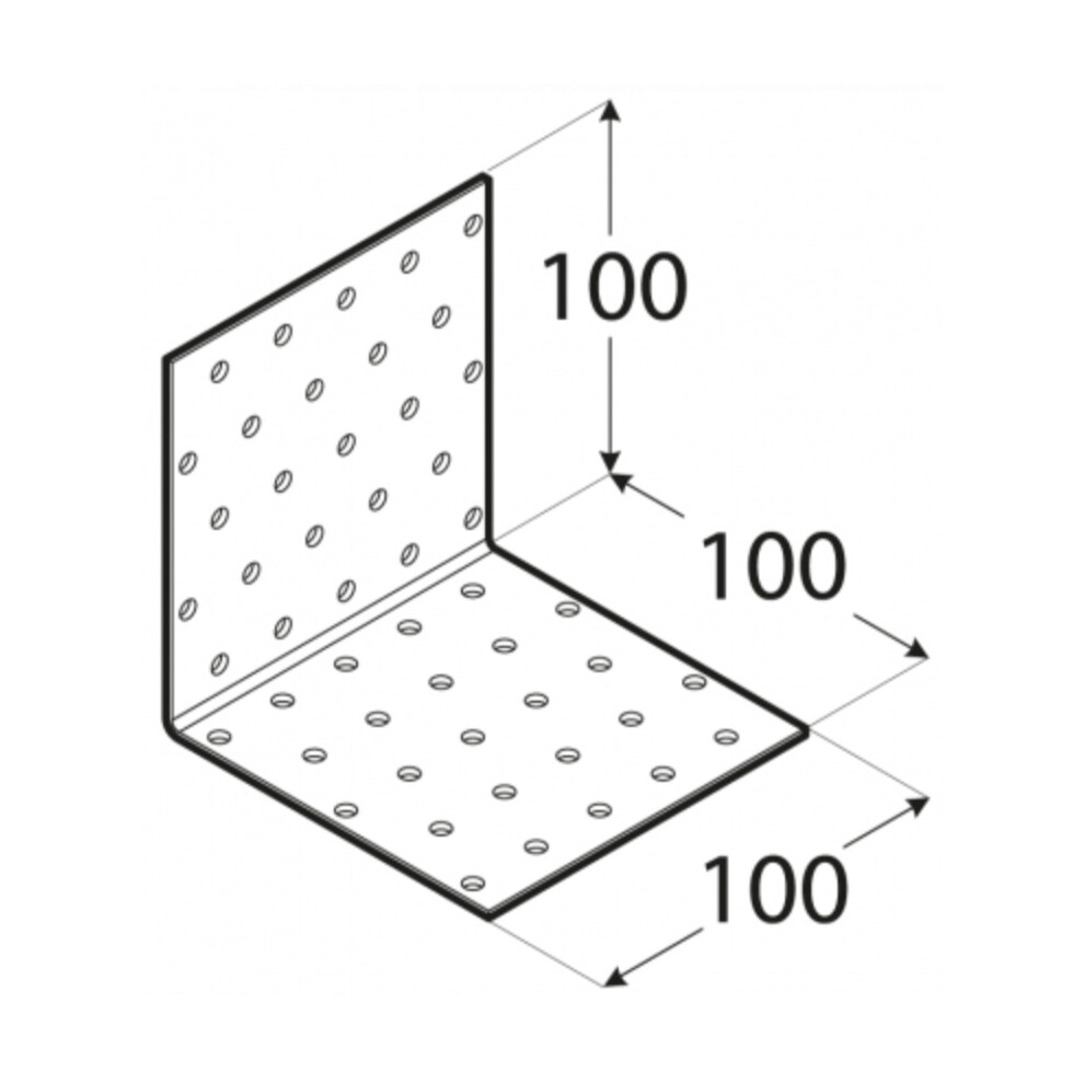 (4, 100 x 100 Width: 100 mm) Angle Bracket Heavy Duty Galvanised Corner Brace 90 Degree Right Joist Timber Mending Plates T2mm