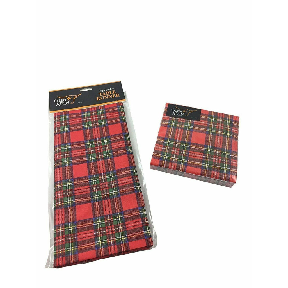 Scottish Tartan Table Runner and Napkins Set Royal Stewart