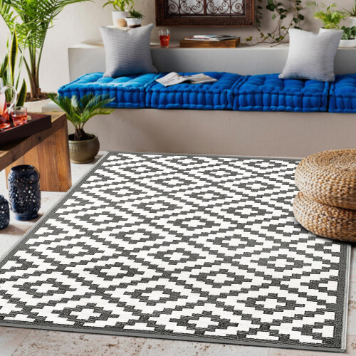 Green Decore Nirvana Rug Warm Grey/White, 150x240cm (5ftx8ft) Outdoor