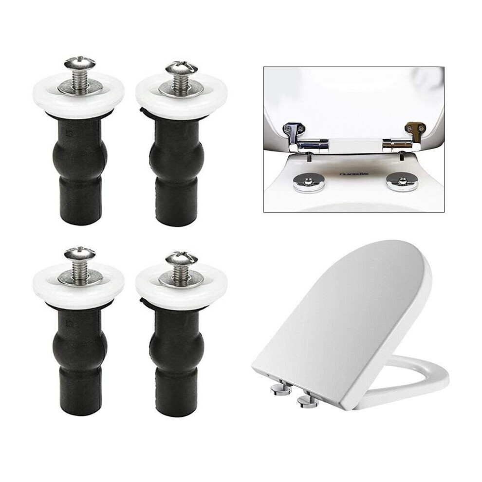 Toilet Top Fix Screws Fixings 2 Pairs Universal Expanding Rubber Screw Top Nuts Blind Hole Hinges Fittings 4Pcs 4762016901547