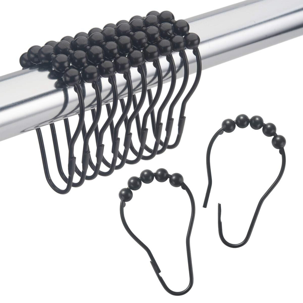 Shower Curtain Hooks Rings Metal Shower Curtain Hooks Rings for Bathroom Shower Rods Curtains 12 Black