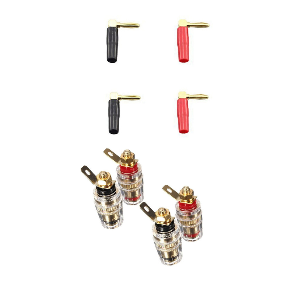 Photos - Cable (video, audio, USB) 4Pc Amplifier Speaker Terminal Binding Post 4mm Banana Plug & 4x Hi-end Copper Right Angle Screw Type Banana Plug