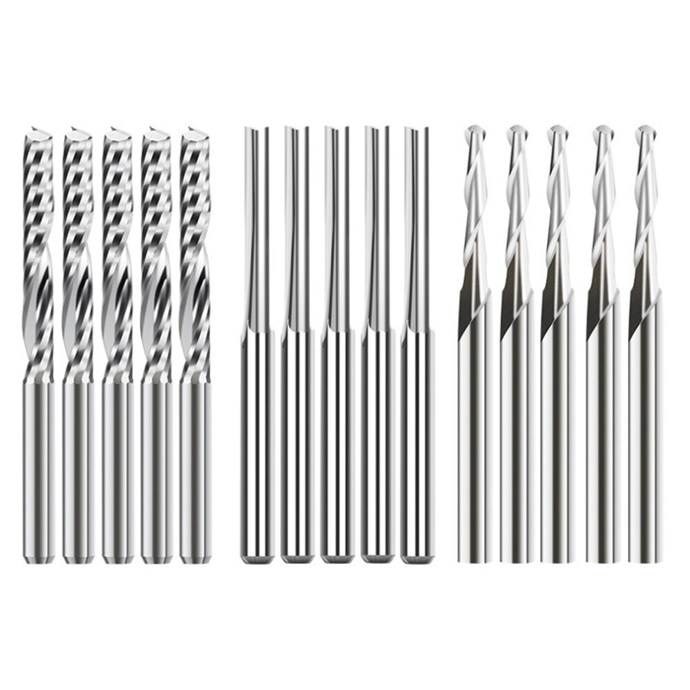 End Mill Engraving Bits Set 15Pcs Cnc Router Bits For Woodworking Acrylic Cutting 3.175/2Mm Carbide Milling Cutter 4762527072279