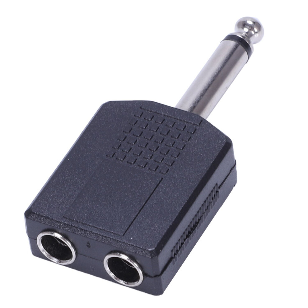 Black 6.35 1/4" Male to Dual Female Mono Y Cord PA Audio Cable Adapter-image-OPC-PBH26MQ-NEW