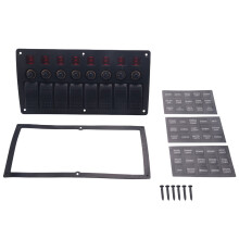 Boat Car Marine Rocker Switch Panel 8 3PIN & Circuit Breaker Overload Protection Waterproof LED Switch Panel DC12/24V ON-OFF Aluminium Switches