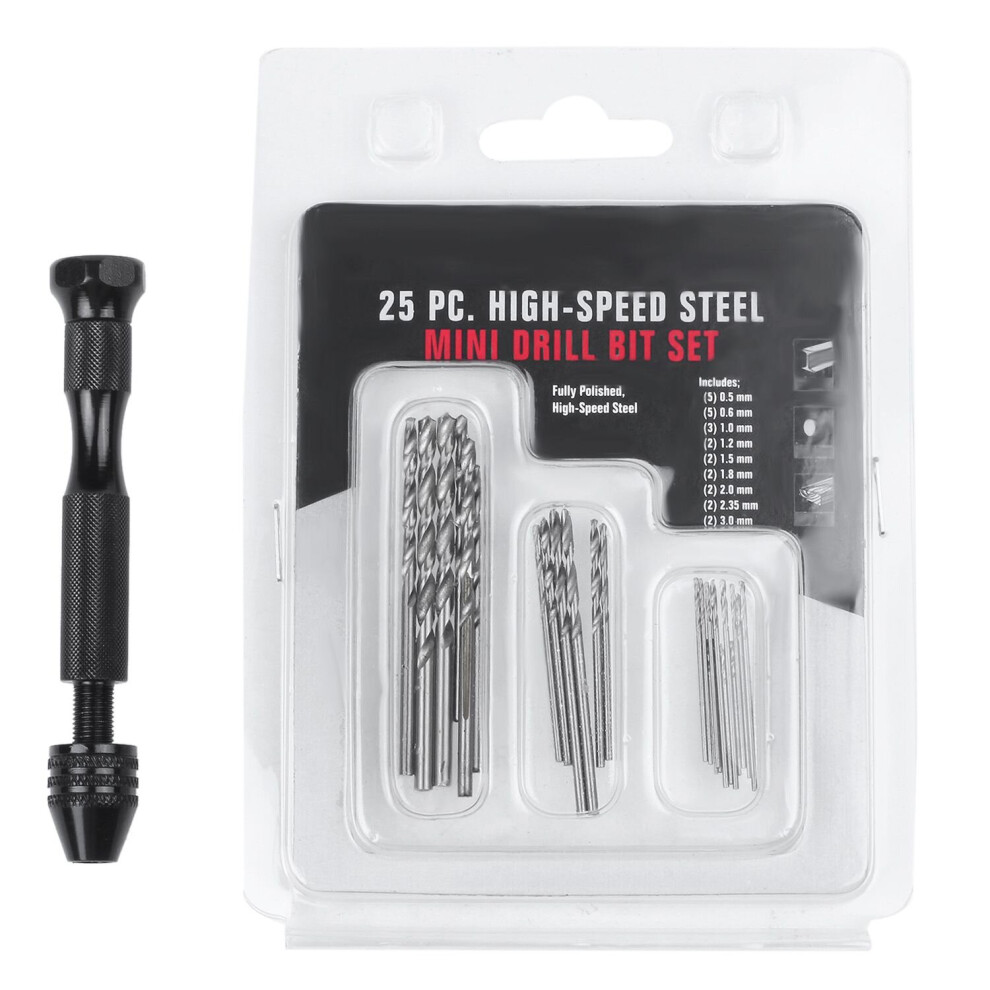 Hand Twist Drill Bits Set,Diy Precision Pin Vise Model Mini Hand Spiral Drill With 25Pcs 0.3Mm To 3.0Mm -Drill Bits (Black) 4762527075904