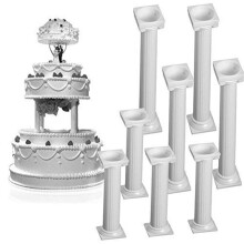 8Pcs/Set White Small+ Plastic Cake Pillars,Wedding Cake Pillars Stand,Fondant Cake Support Mold 's Day Wedding Birthday Cake Decoration Tools
