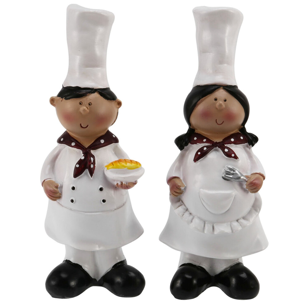 1 Pair of Boy Girl Chef Decoration Resin Crafts Wine Cabinet Window Restaurant Decoration