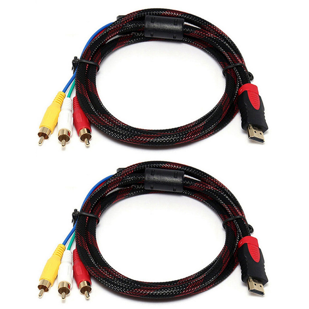 2X Us 5Ft To 3-Rca Video Audio Av Component Converter Adapter Cable For Hdtv 4762016914189