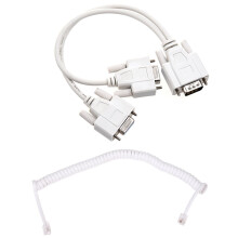 New 1 PC to 2 Monitors Splitter Cable for VGA Video & 1.5M 4.9Ft White Stretchy RJ9 4P4C Handset Telephone Coiled Cable