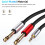 3.5mm to Dual 6.5mm Adapter Audio Cable 3.5 to 6.5 AUX Cord 3.5 Splitter for Guitar Mixer Amplifier Bass 2