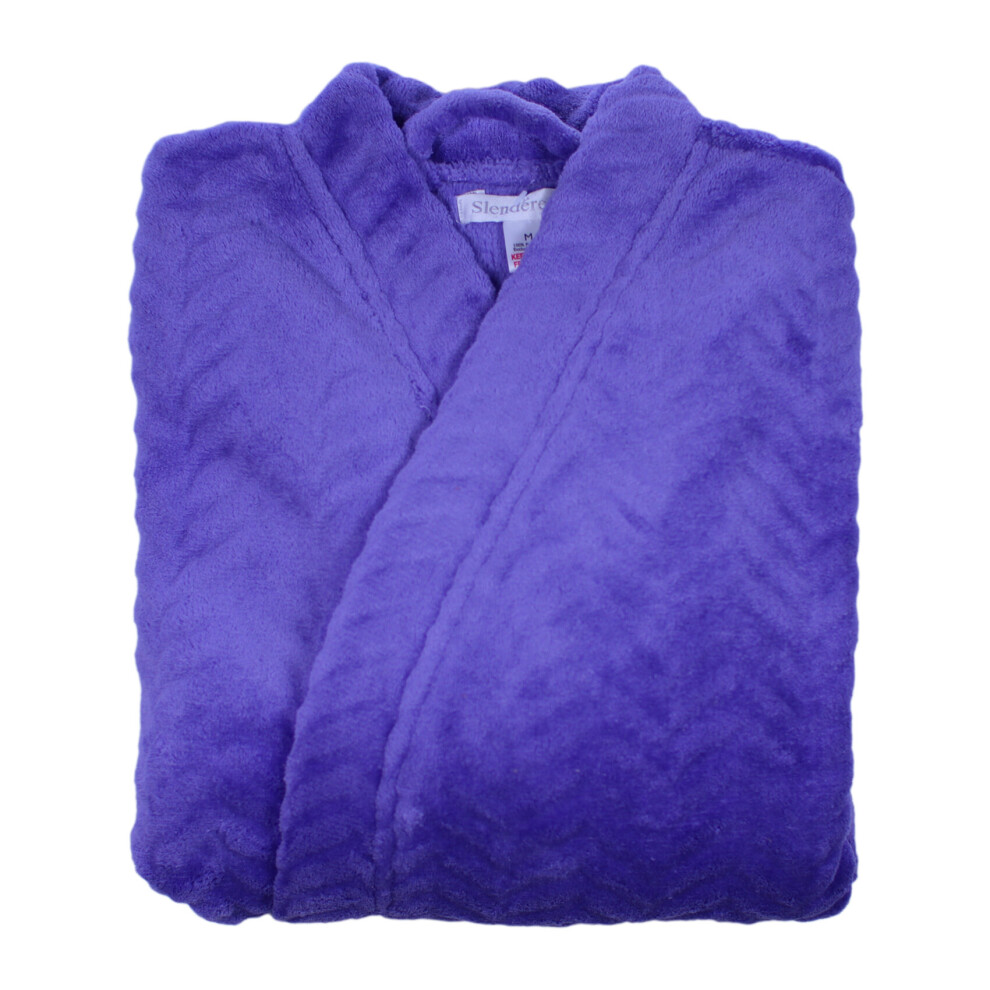 (Indigo, Extra Large - UK 20/22) Slenderella Ladies Zig Zag Fleece Wrap Around Dressing Gown