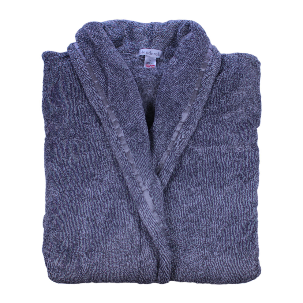 (Grey, Large - UK 16/18) Slenderella Ladies Super Soft Charcoal Fleck Fleece Wrap Dressing Gown