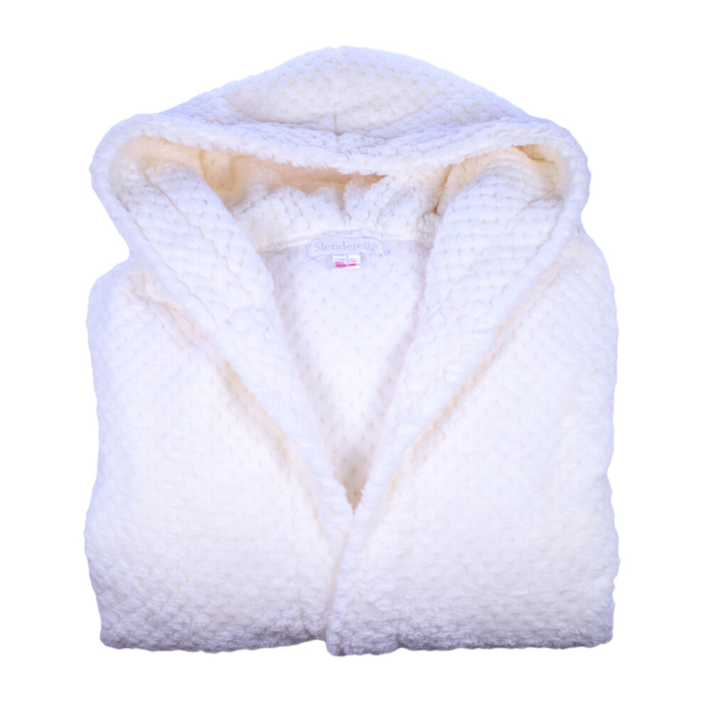 (Cream, Extra Large - UK 20/22) Slenderella Ladies Waffle Fleece Hooded Wrap Dressing Gown