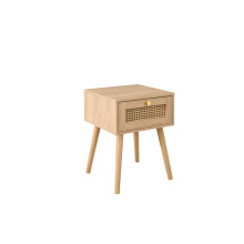 Bedside 1 Drawer Cabinet Brown Oak Rattan Birlea Croxley Nightstand Side Table