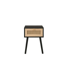 Bedside 1 Drawer Cabinet Black Rattan Birlea Croxley Nightstand Side Table