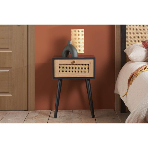 Birlea Bedside 1 Drawer Cabinet Black Rattan Birlea Croxley Nightstand Side Table 1