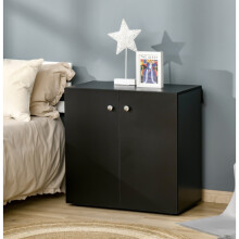 Small Wooden Cupboard Modern Storage Shelf Unit 2 Door Sideboard Black Side Cabinet