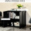 Small Wooden Cupboard Modern Storage Shelf Unit 2 Door Sideboard Black Side Cabinet 4