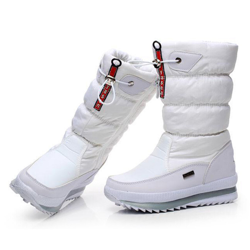 (white, 7) Women Snow Boots