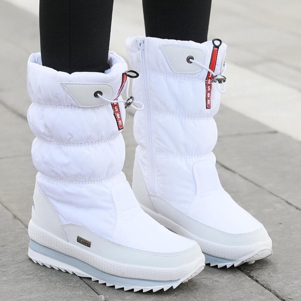 (white, 6) Women Snow Boots