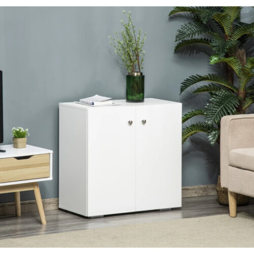 Small Wooden Cupboard Modern Storage Shelf Unit 2 Door Sideboard White Side Cabinet
