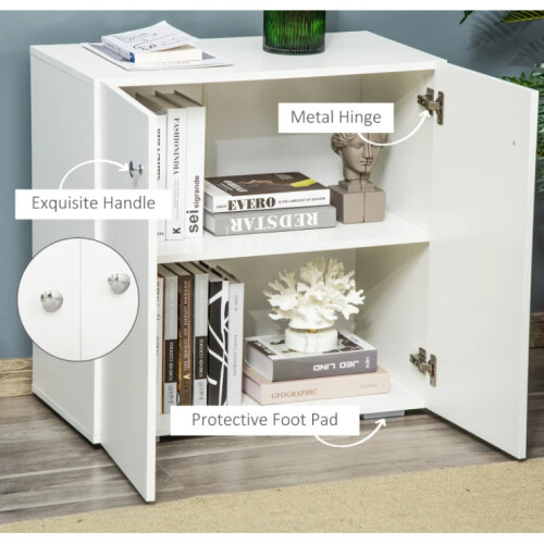 Small Wooden Cupboard Modern Storage Shelf Unit 2 Door Sideboard White Side Cabinet 2