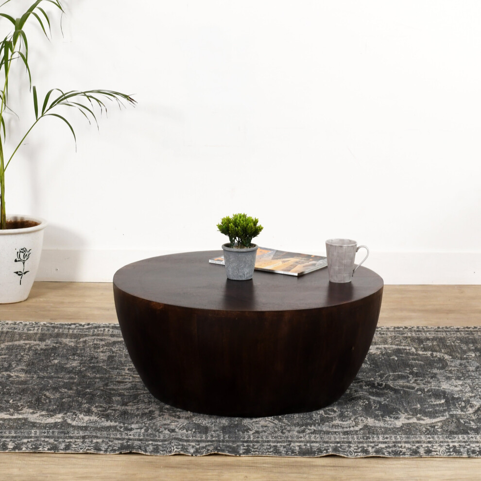 Natural Solid Dark Wood Coffee Table